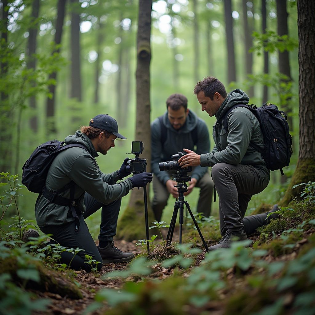 Conservation team working in Carpathian Mountains