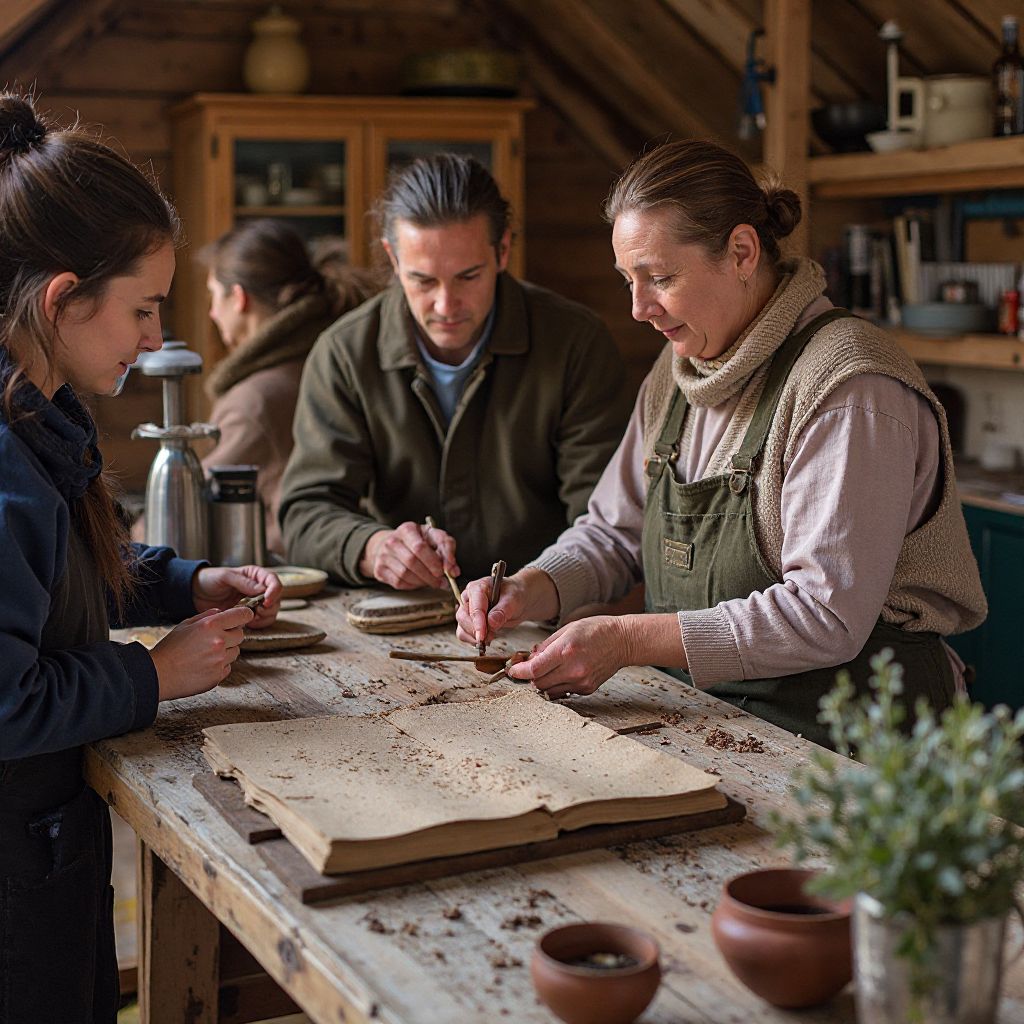 Local villagers learning traditional crafts