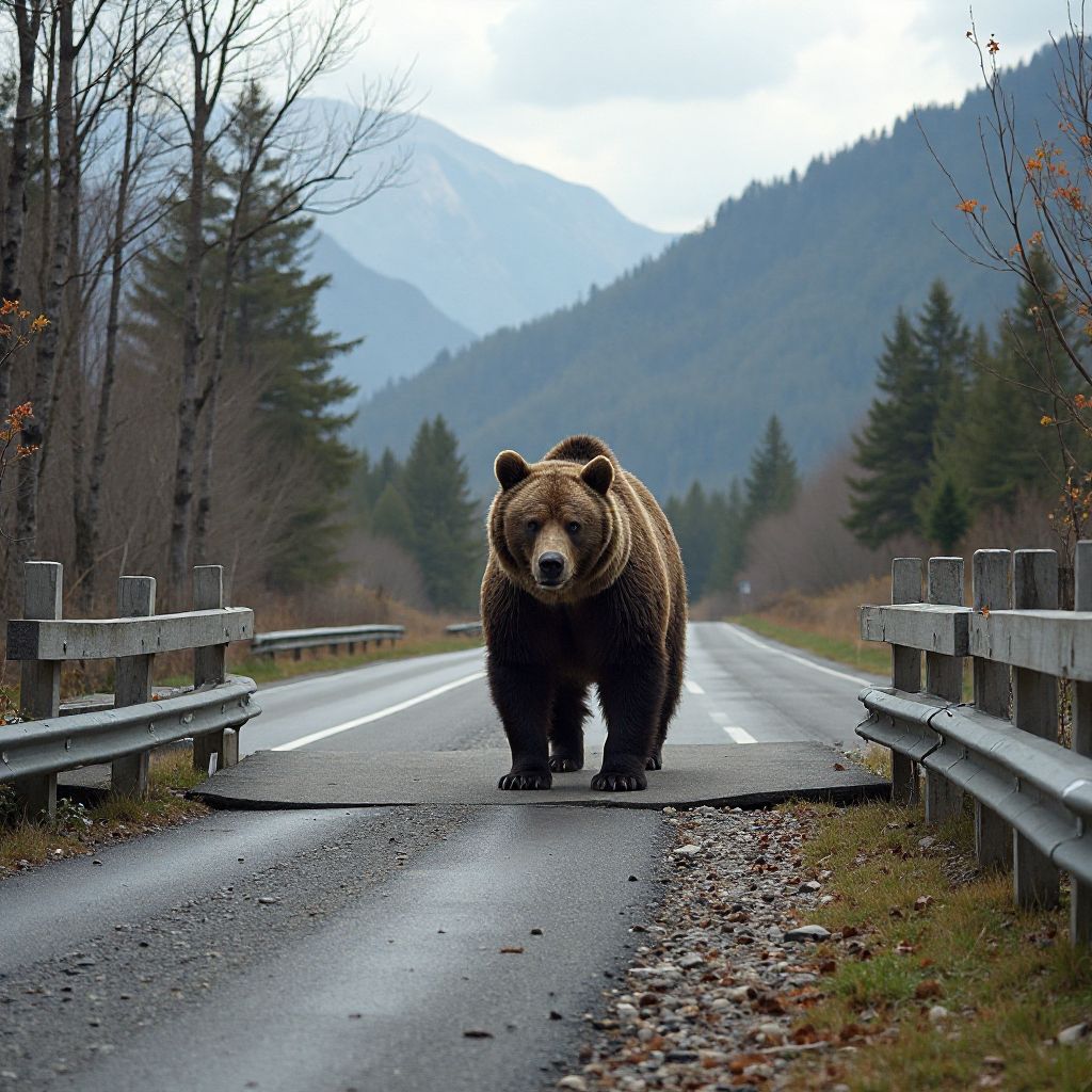 Bear using wildlife crossing bridge